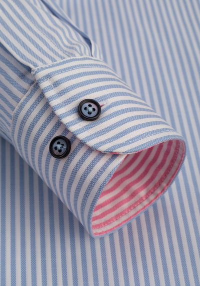 Soft Blue Stripe Two-Ply Oxford Shirt