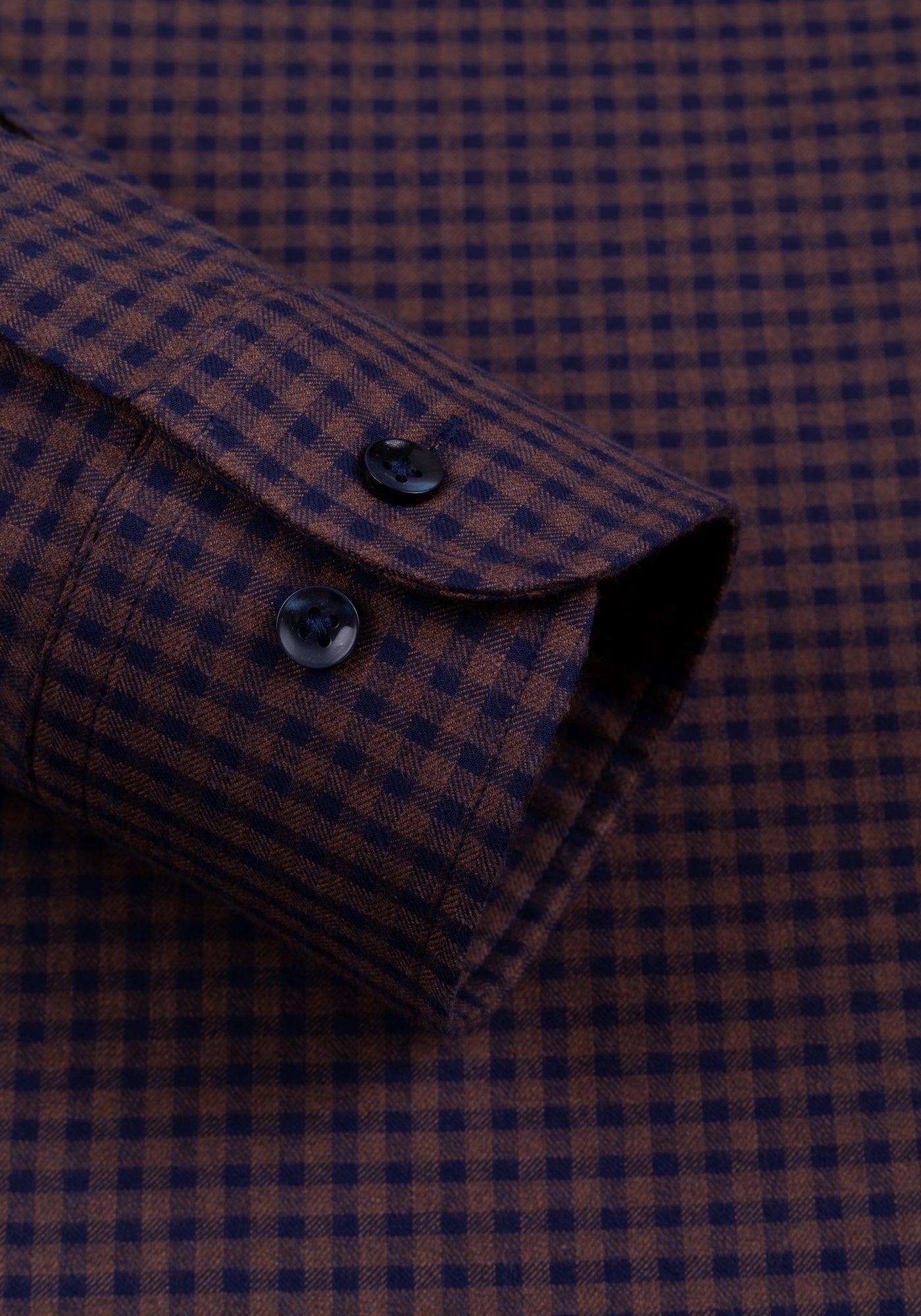 Dull Brown Checked Flannel Twill Shirt