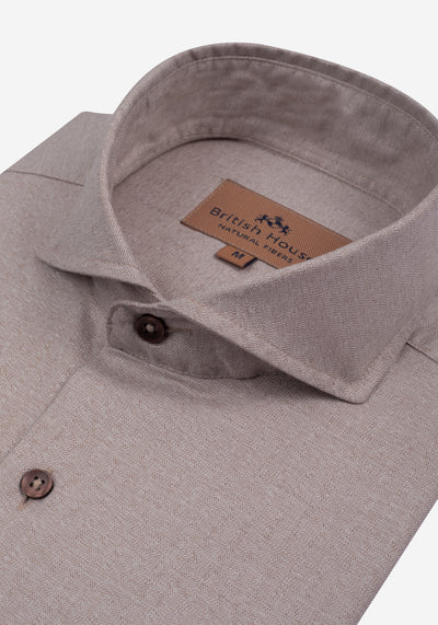 Dull Beige Washed Herringbone Shirt