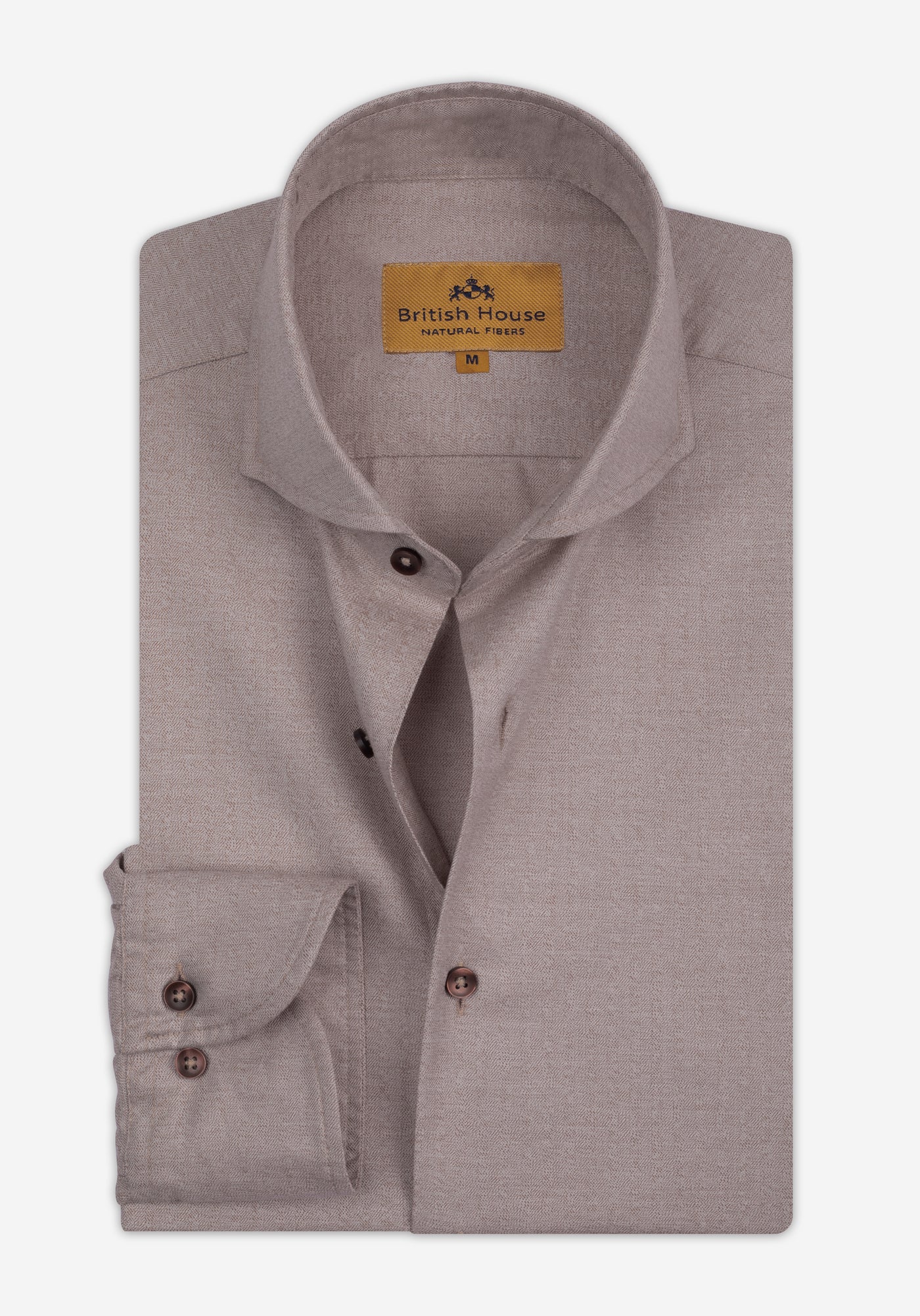 Dull Beige Washed Herringbone Shirt