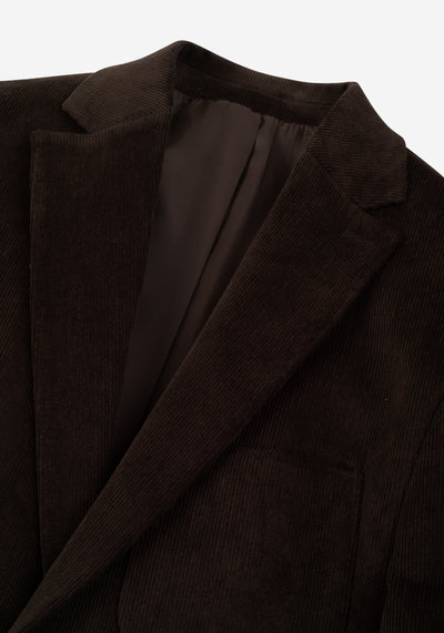 Slim Fit Truffle Brown Stripe Corduroy Blazer