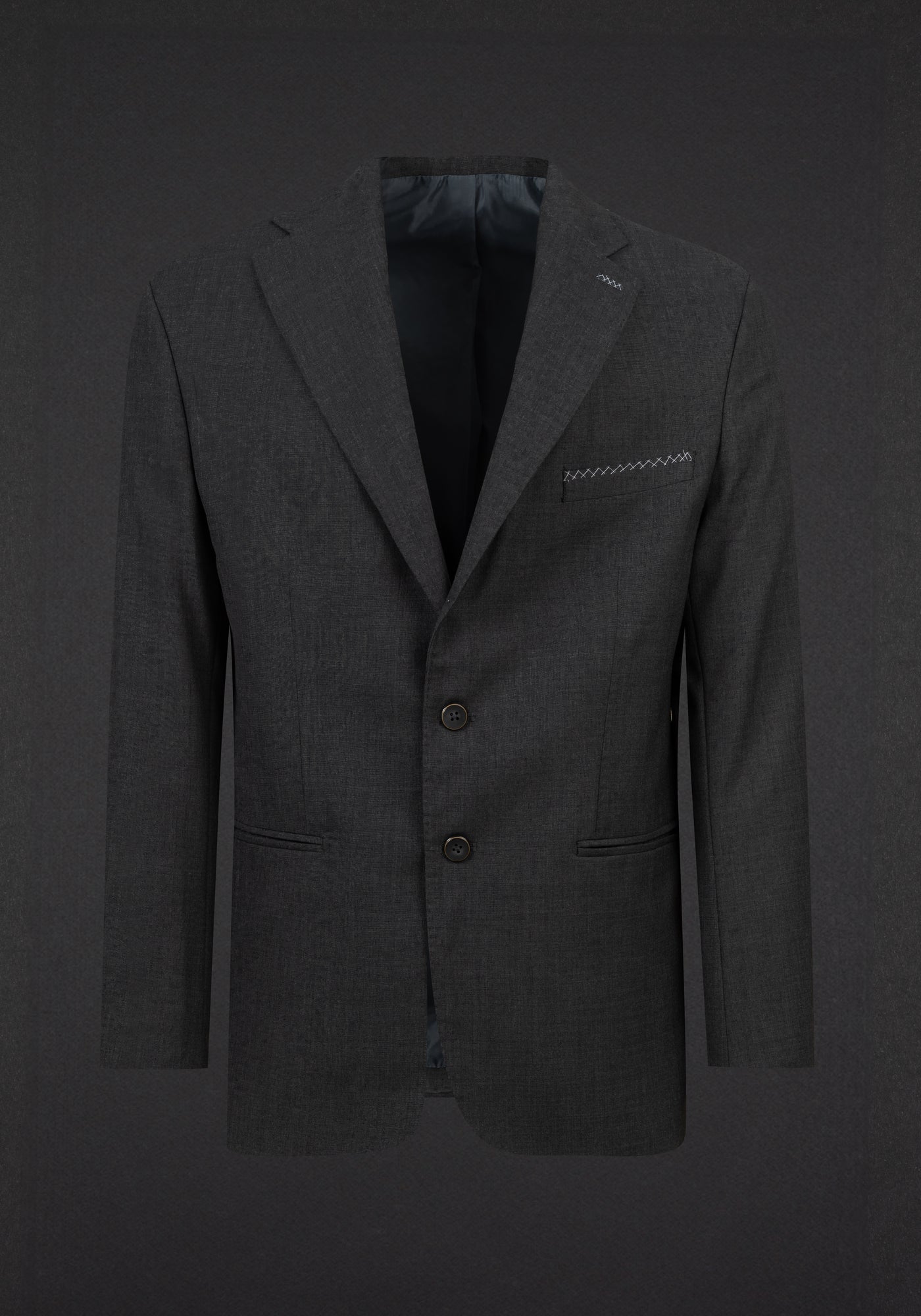 Obsidian Grey Semi-Italian Handmade 130S Cool Wool Blazer