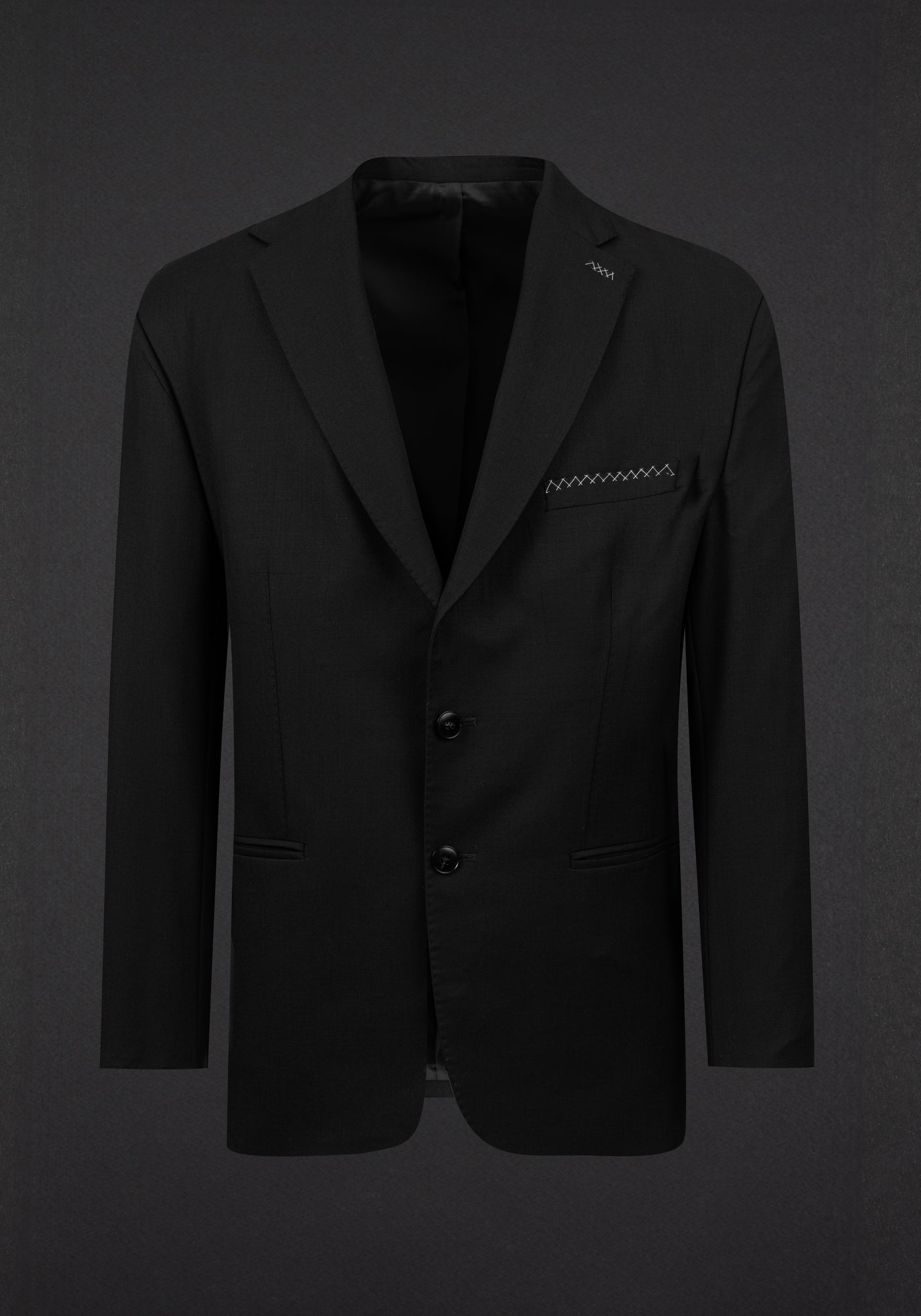 Rich Black Semi-Italian Handmade 130S Cool Wool Blazer