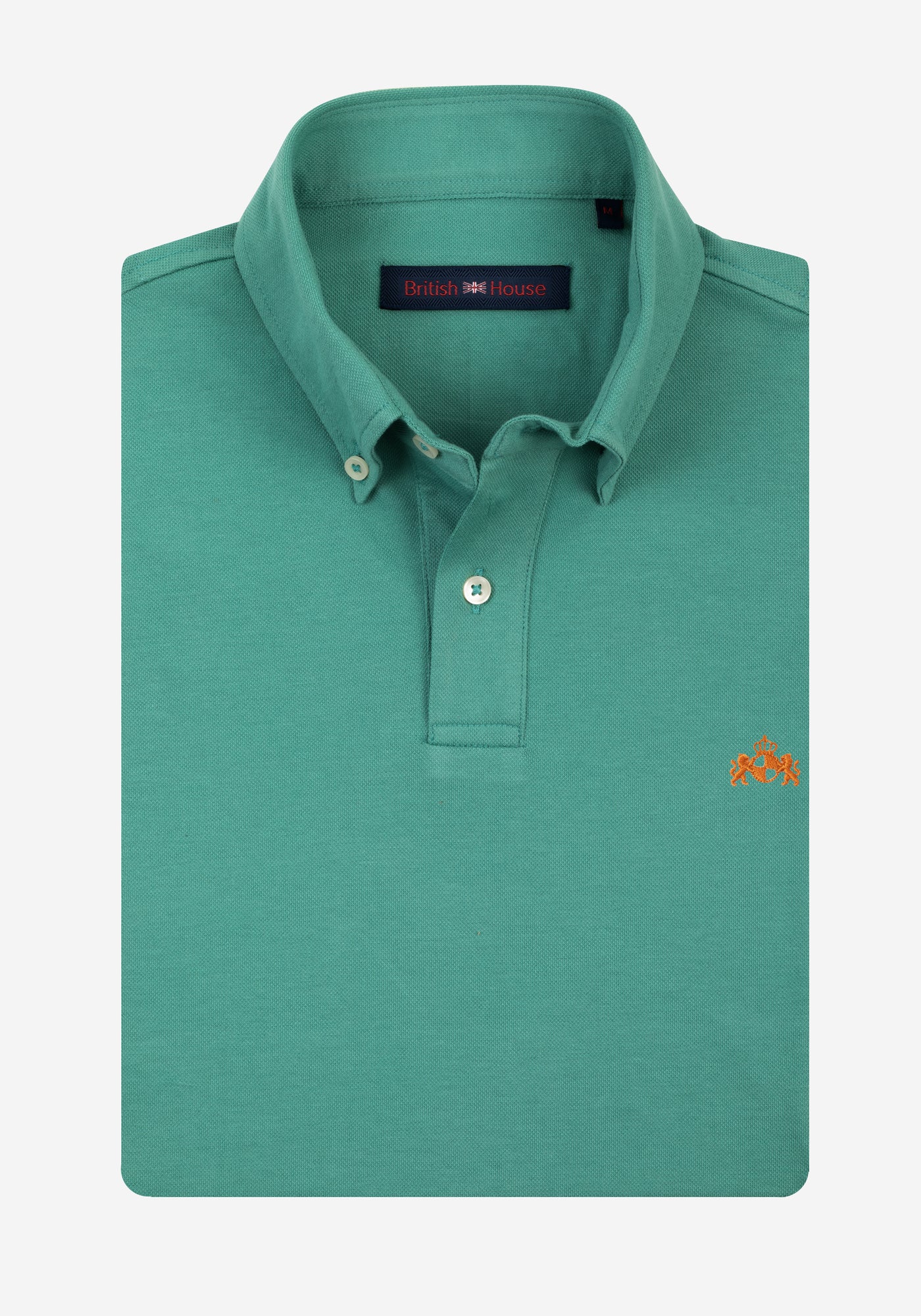 Lunar Green Cotton Polo Shirt - Long Sleeve