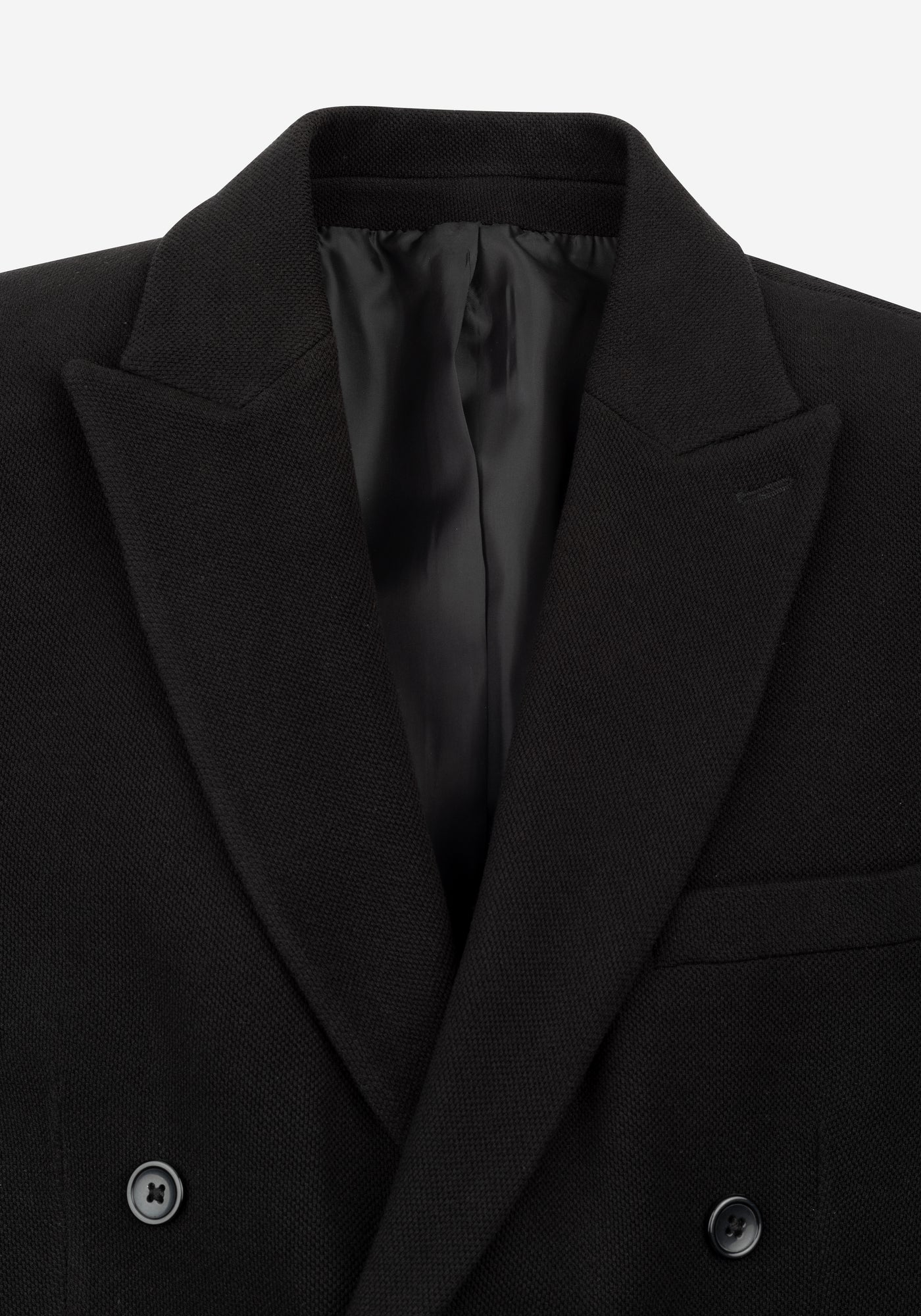 Vanta Black Double-Breasted Poly Blazer