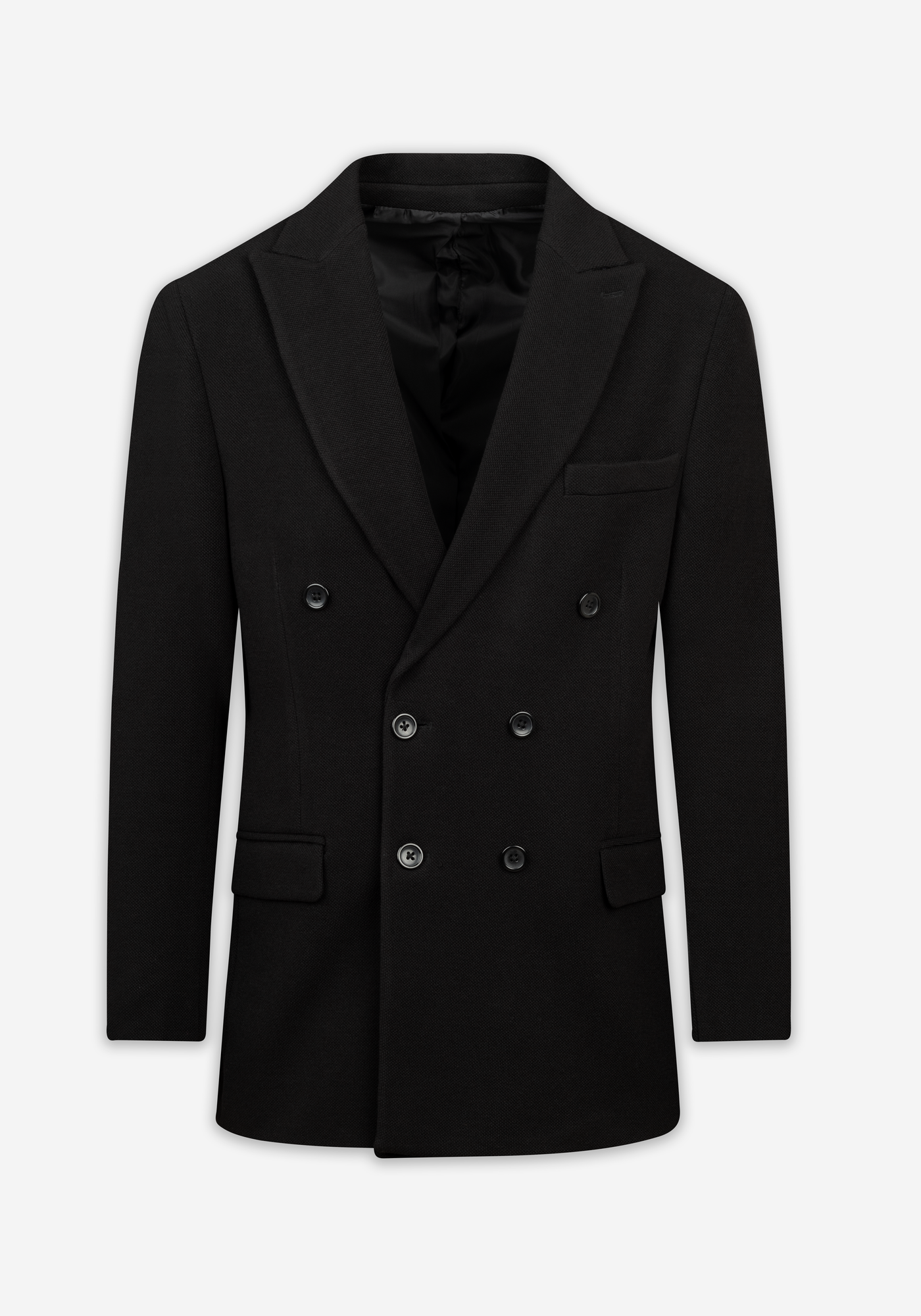 Vanta Black Double-Breasted Poly Blazer