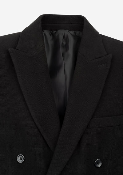 Vanta Black Double-Breasted Poly Blazer