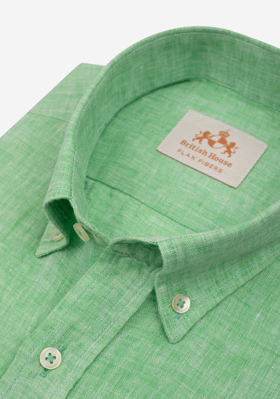 Lime Green Belgian Linen Shirt