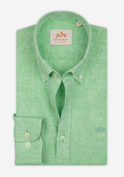 Lime Green Belgian Linen Shirt