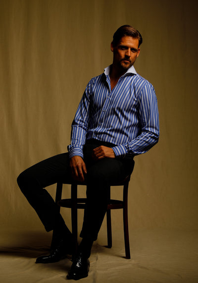 Royal Blue Stripe Basket Weave Shirt