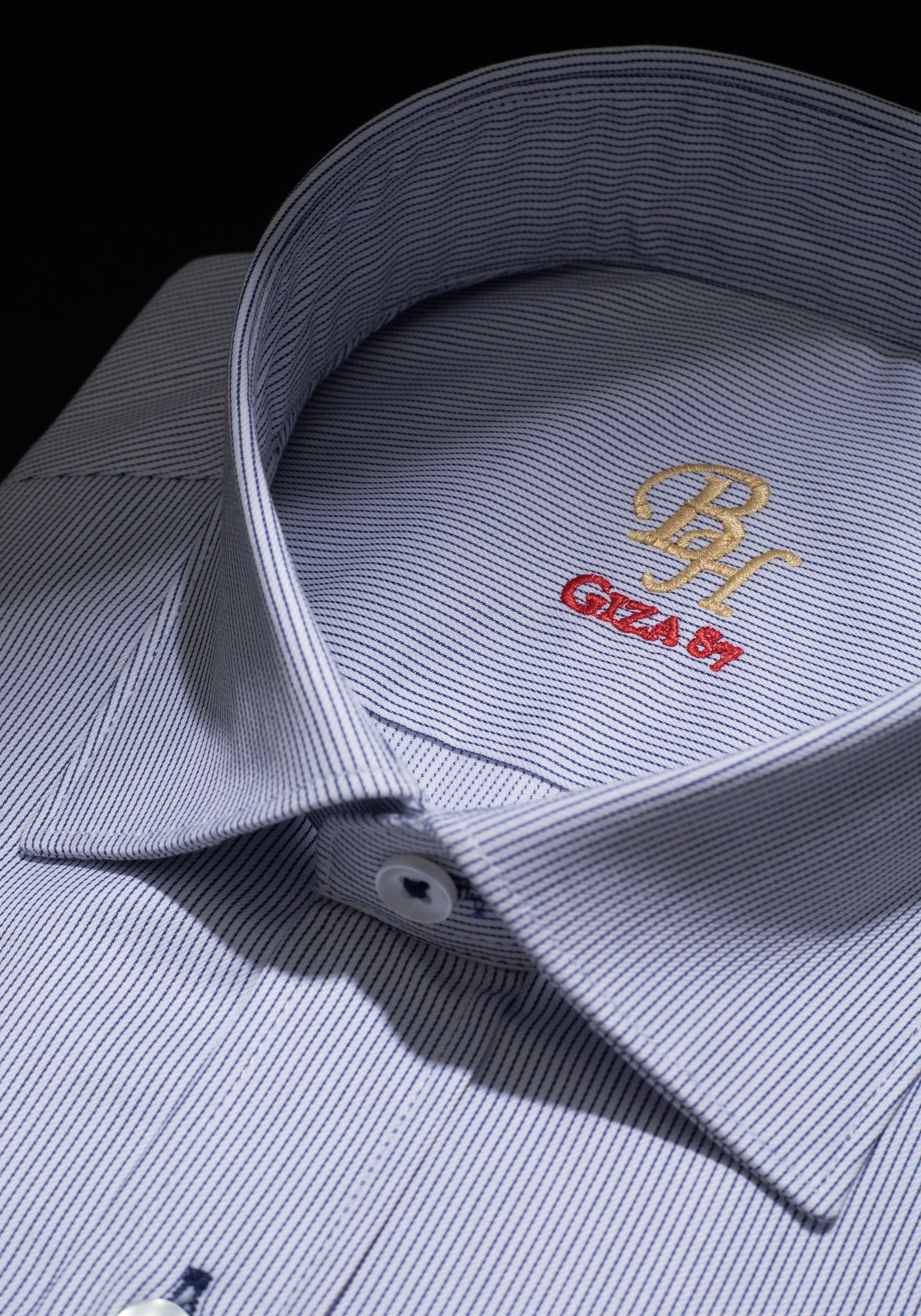 Giza 87 Cotton Granite Blue Stripe Signature Twill Shirt