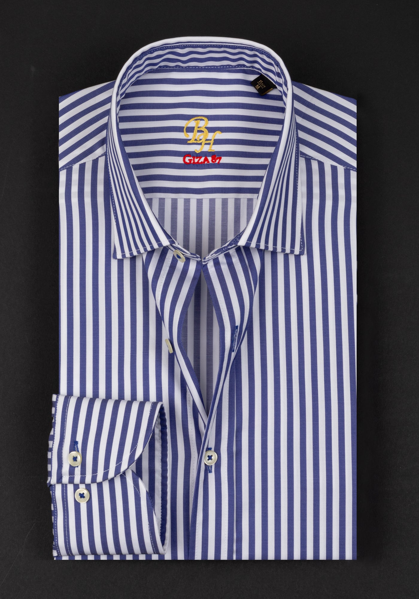 Giza 87 Cotton Atlantic Blue Stripe Signature Twill Shirt