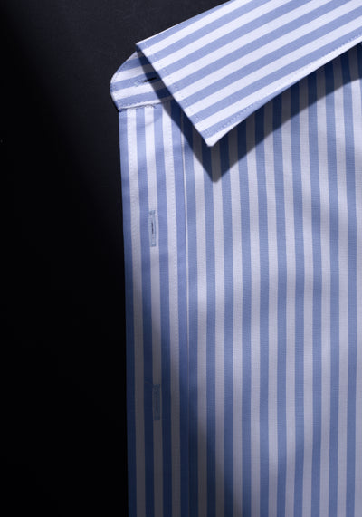 Giza 87 Cotton Mystic Blue Stripe Signature Twill Shirt