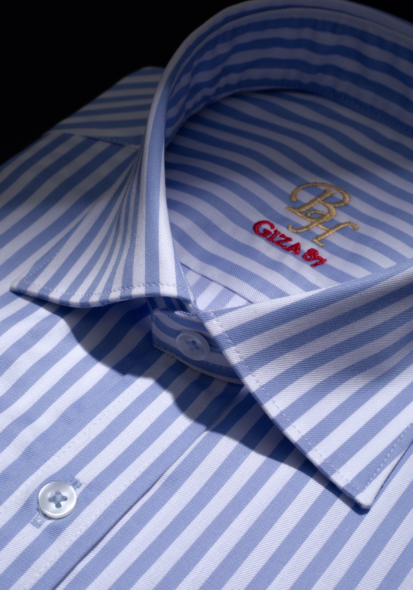 Giza 87 Cotton Mystic Blue Stripe Signature Twill Shirt