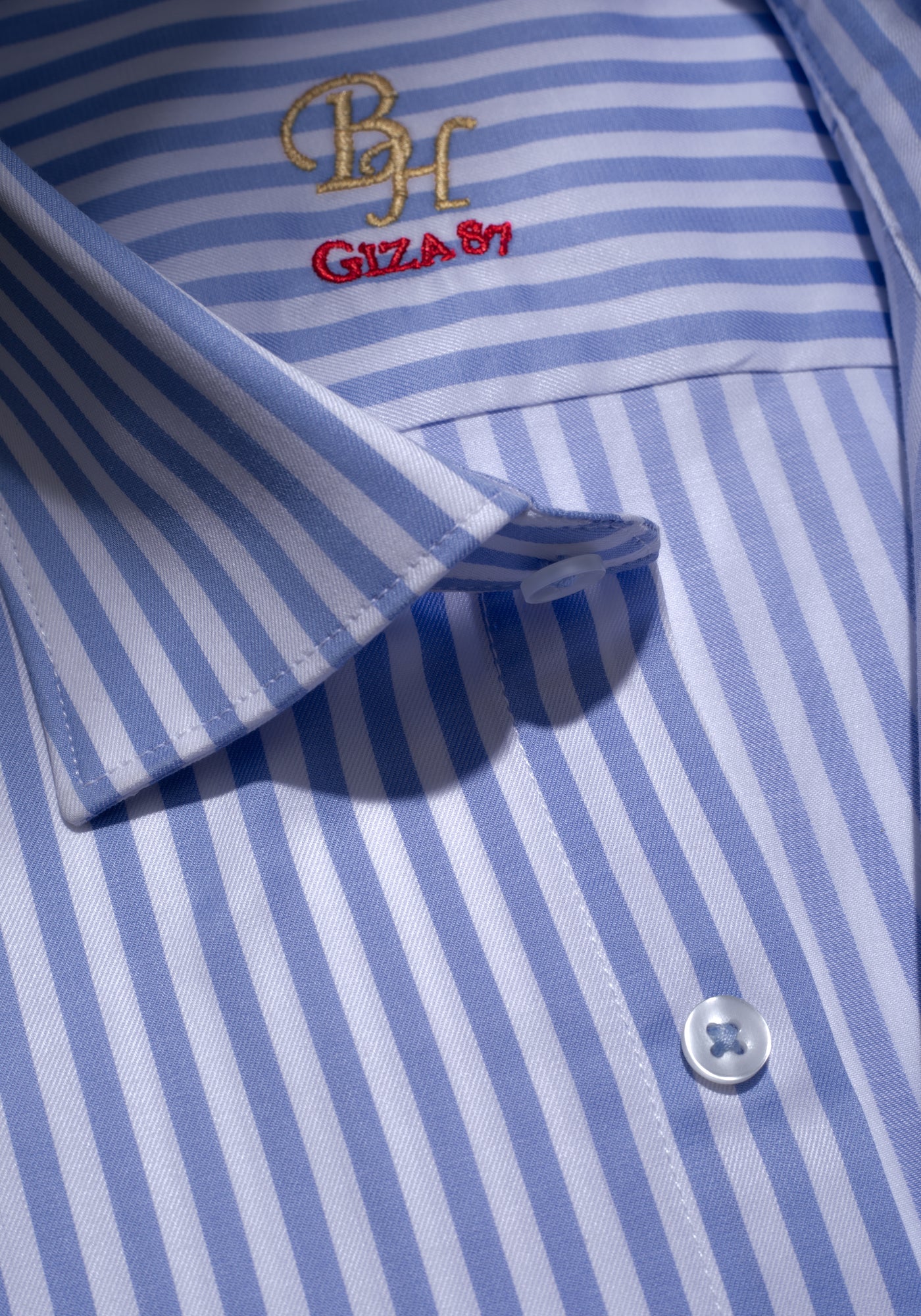 Giza 87 Cotton Mystic Blue Stripe Signature Twill Shirt