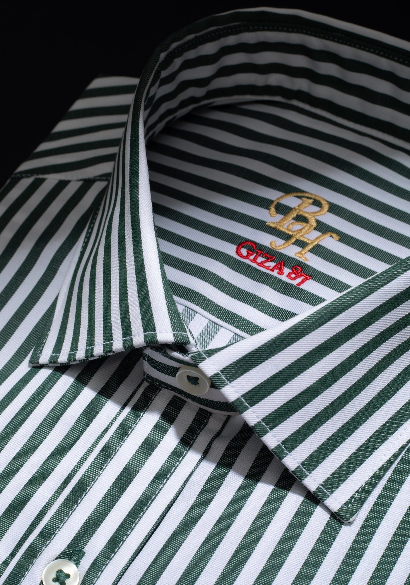 Giza 87 Cotton Emerald Green Stripe Signature Twill Shirt