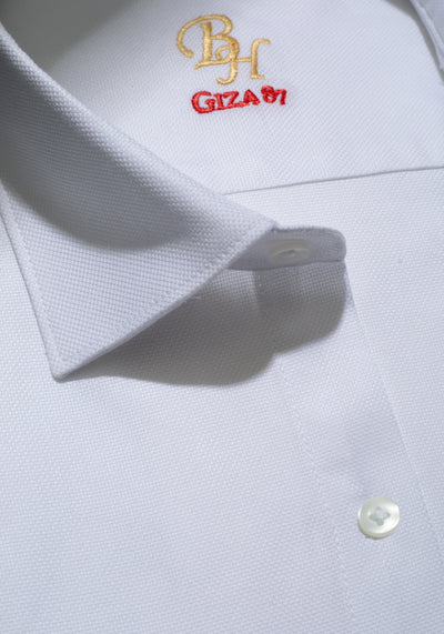 Giza 87 Cotton Floral White Oxford Piqué Shirt