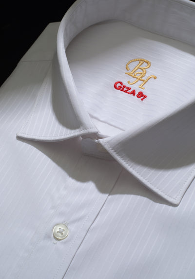 Giza 87 Cotton Polar White Stripe Signature Twill Shirt