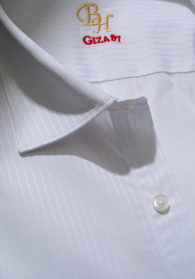 Giza 87 Cotton Polar White Stripe Signature Twill Shirt