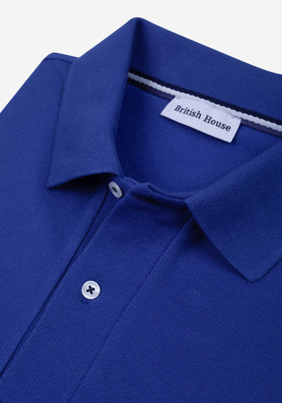 Pure Blue Cotton Polo Shirt