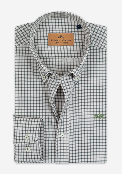 Ivy Green White Checked Twill Shirt