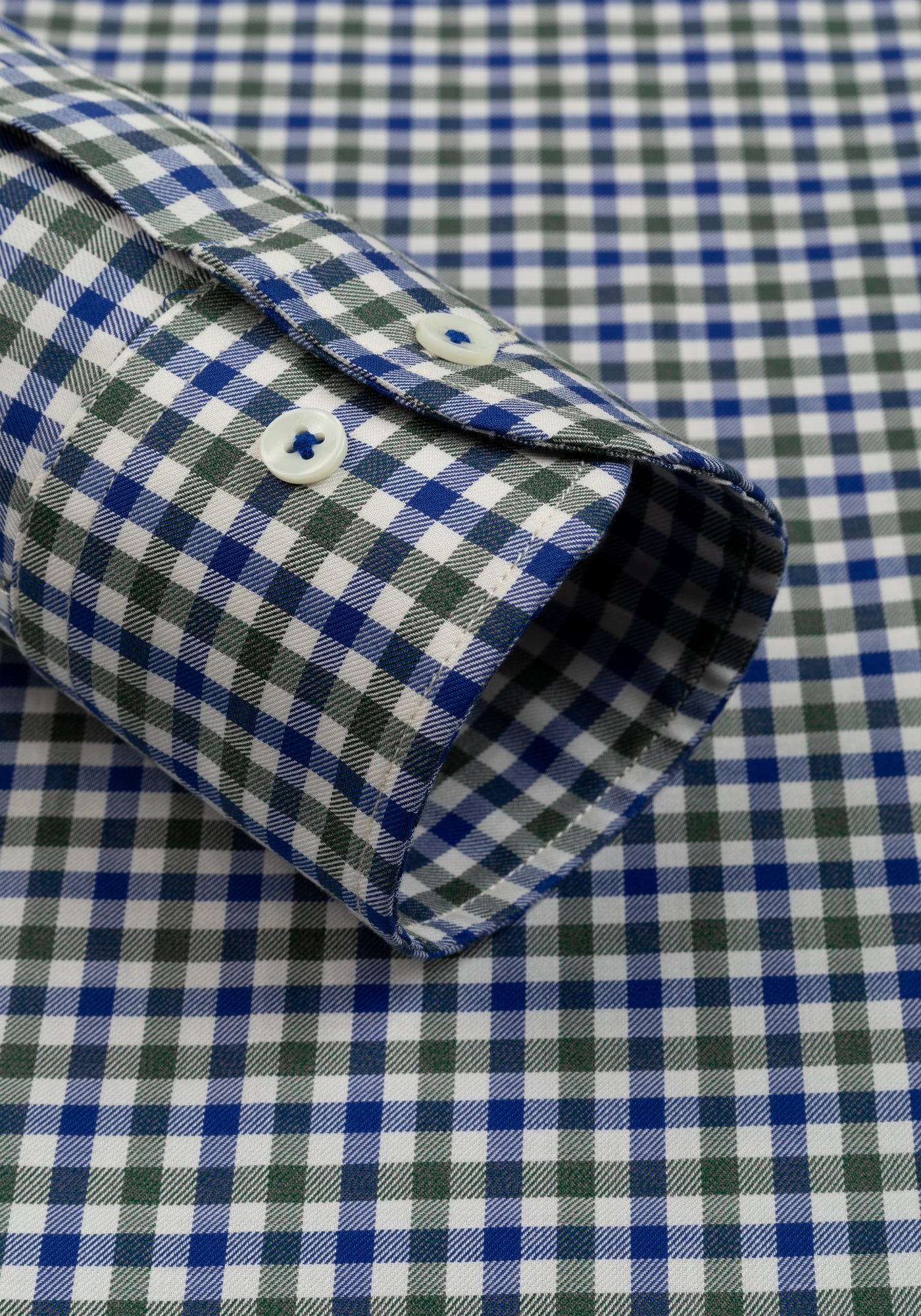 Green Blue Checked Twill Shirt