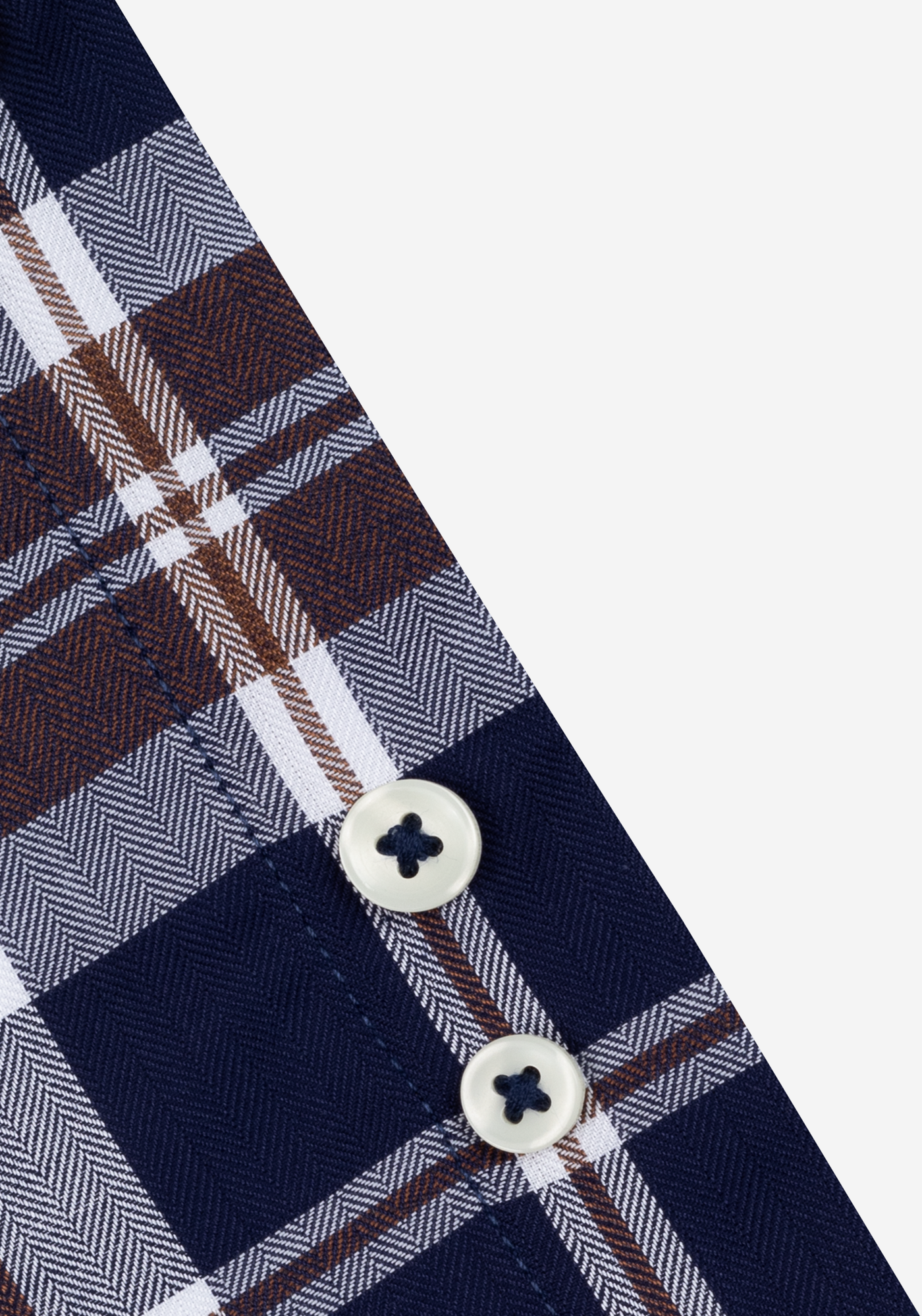 Oak Brown Navy Checked Herringbone Shirt