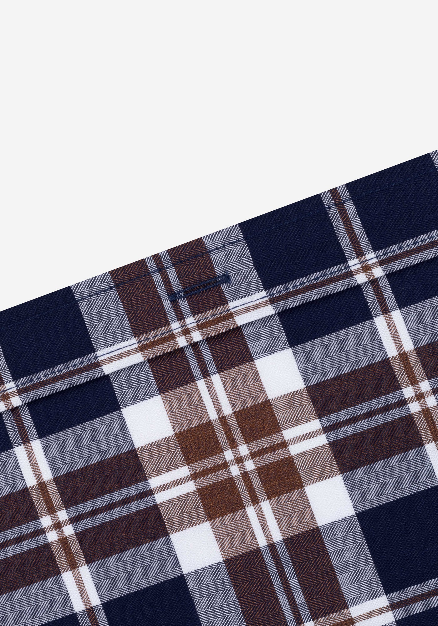 Oak Brown Navy Checked Herringbone Shirt