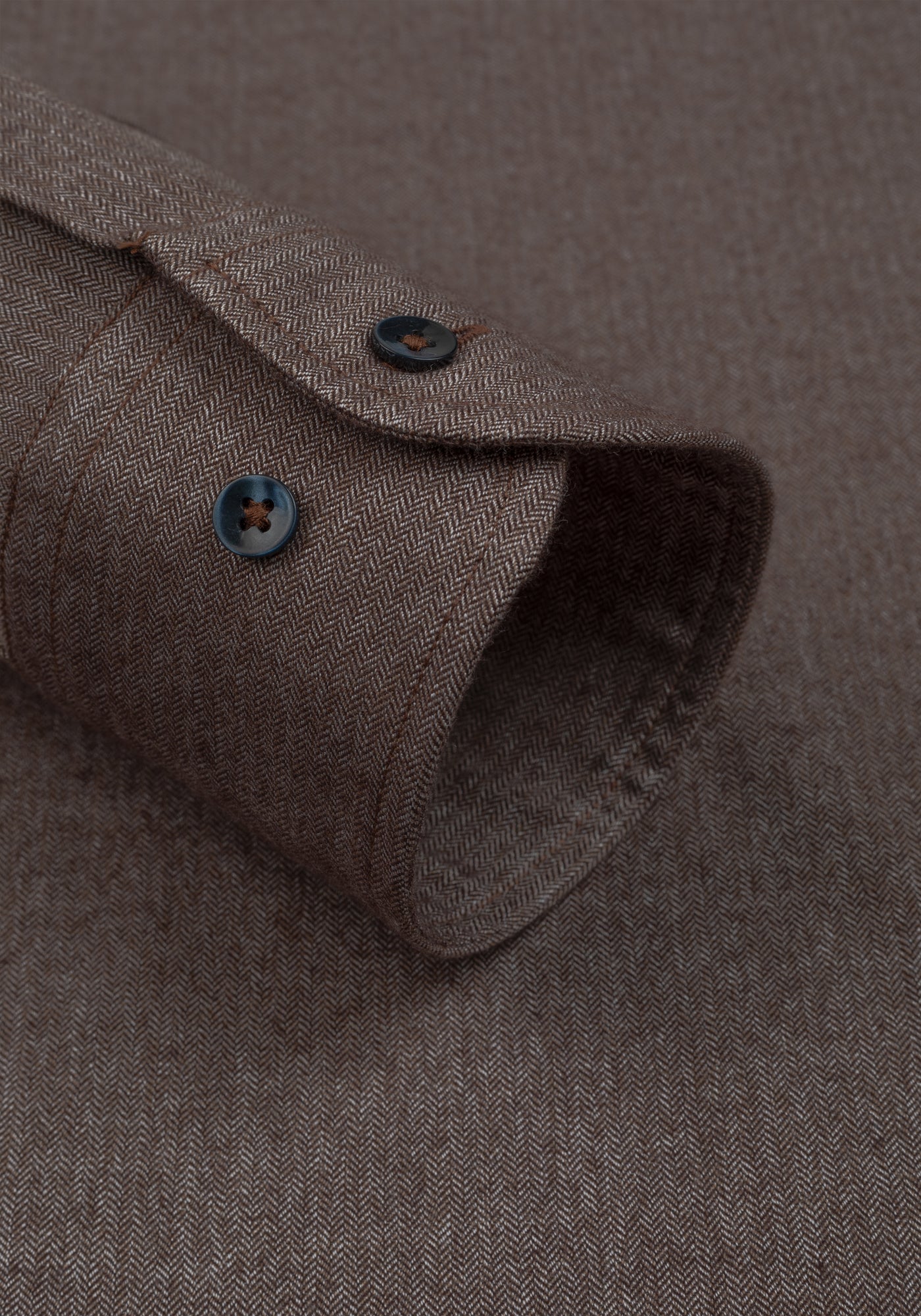 Sepia Brown Herringbone Flannel Shirt