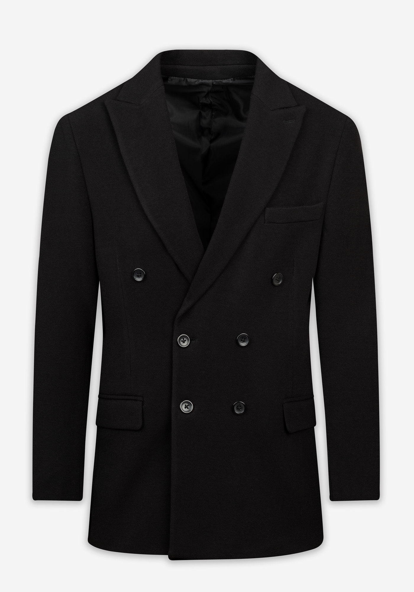 Vanta Black Double-Breasted Poly Blazer