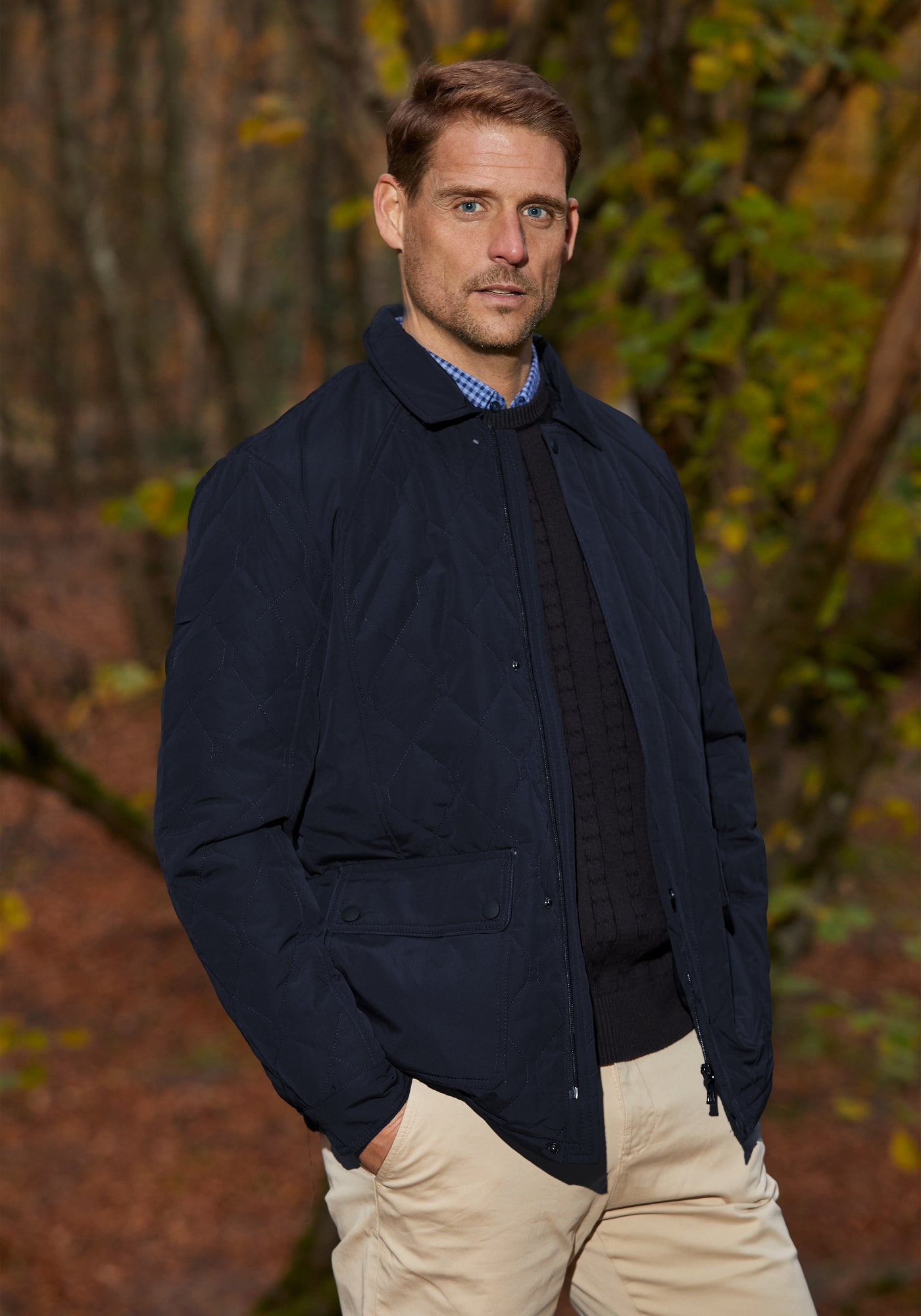 Classic Navy Puff-Tech Quilted Jacket