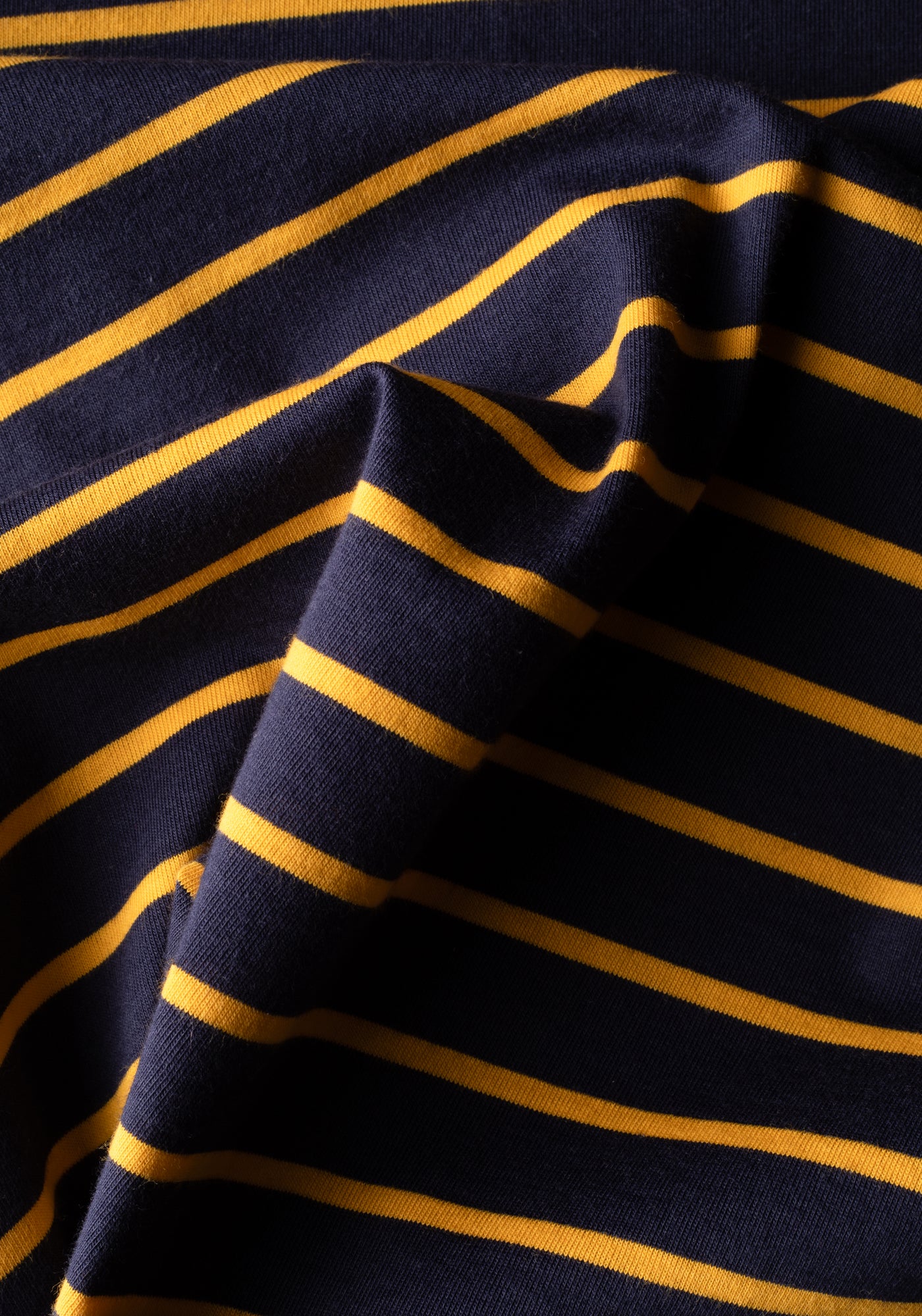 Midnight Yellow Stripe Cotton Polo Shirt - Long Sleeve