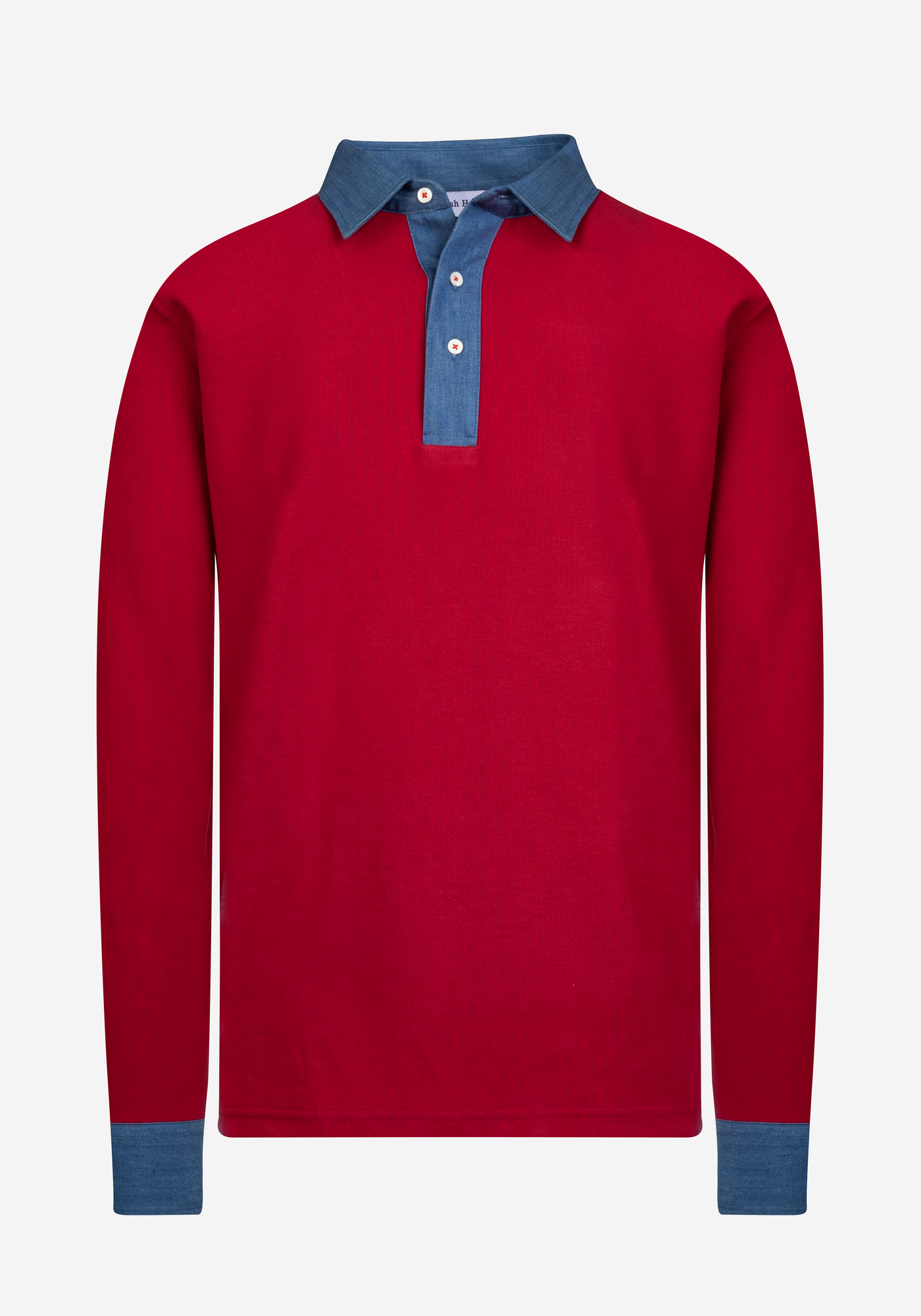 Cardinal Red Cotton Polo Shirt - Long Sleeve