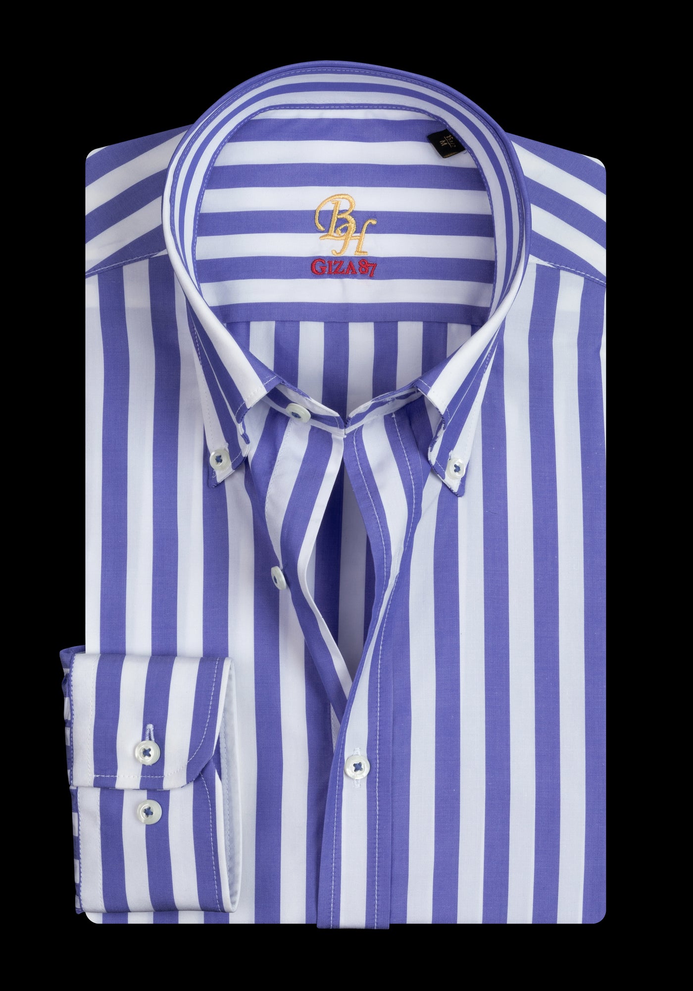 Giza 87 Cotton Frosted Blue Stripe Fine Oxford Shirt