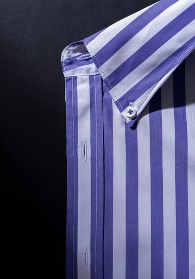 Giza 87 Cotton Frosted Blue Stripe Fine Oxford Shirt