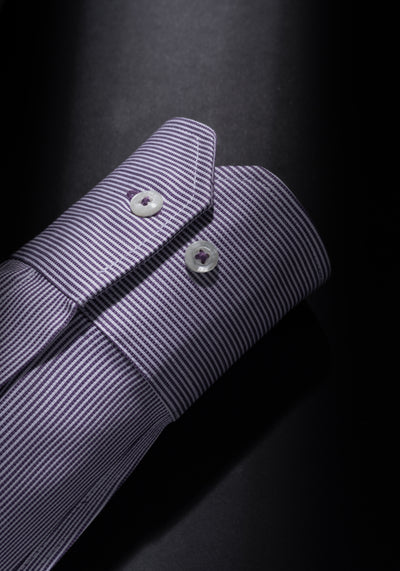 Giza 87 Cotton Haze Purple Stripe Basket Weave Shirt