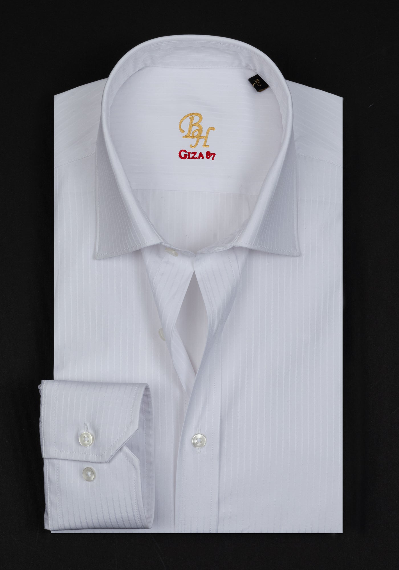 Giza 87 Cotton Polar White Stripe Signature Twill Shirt