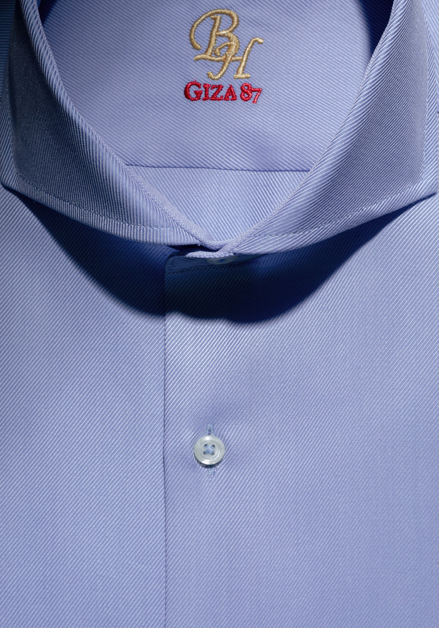 Giza 87 Cotton Soft Blue Stripe Fine Twill Shirt