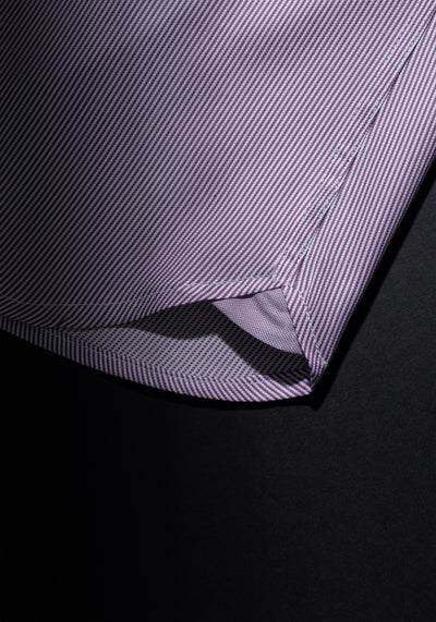 Giza 87 Cotton Frosted Violet Stripe Basket Weave Shirt