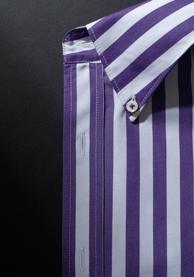 Giza 87 Cotton Lavender Purple Stripe Fine Oxford Shirt