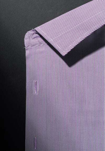 Giza 87 Cotton Frosted Violet Stripe Basket Weave Shirt