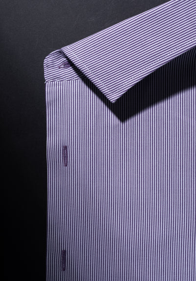 Giza 87 Cotton Haze Purple Stripe Basket Weave Shirt