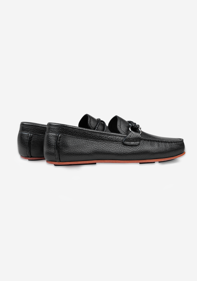 Pitch Black Calf-Skin Leather Slip On