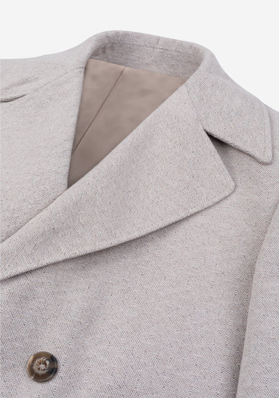 Sand Beige Double-Breasted Poly Coat