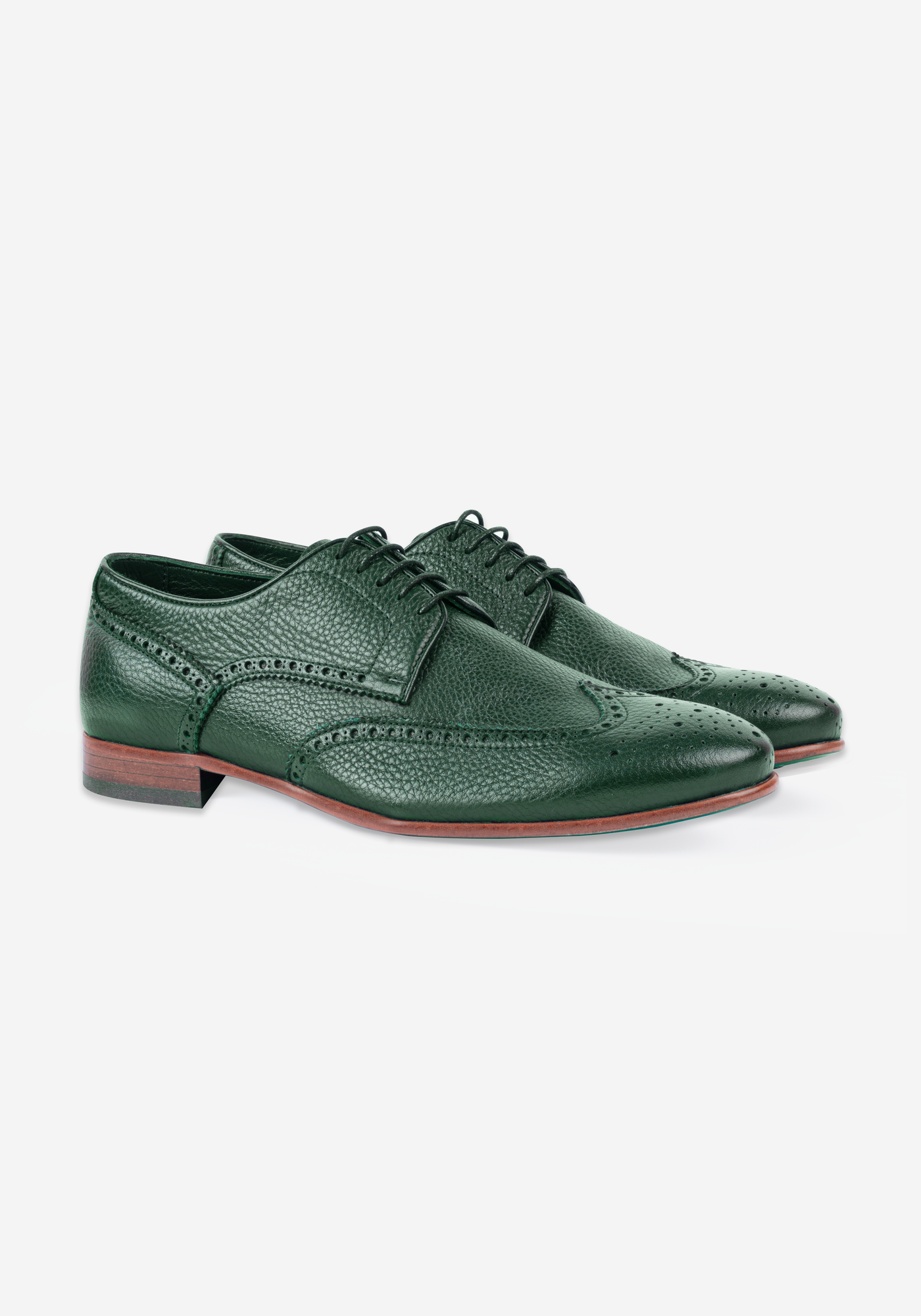 Clover Green Calf-Skin Brogue Leather Lace-up