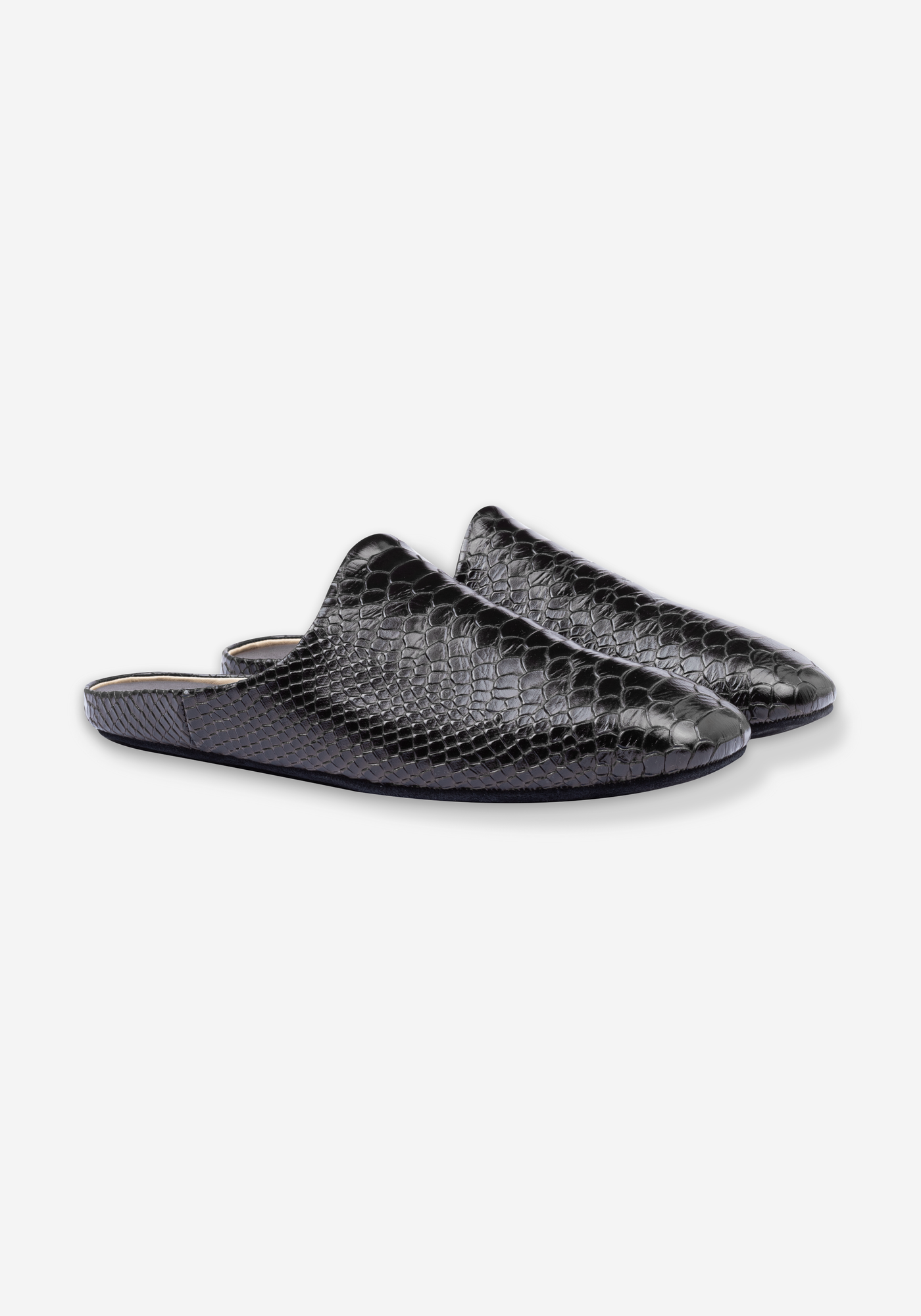 Eclipse Black Croco Calf-Skin Leather English Slipper