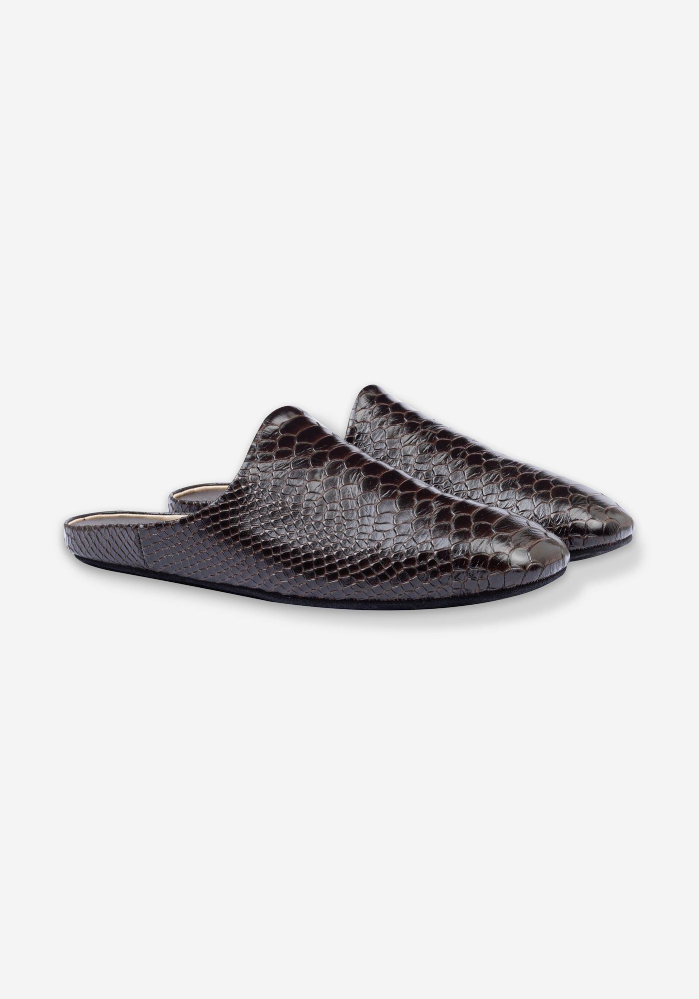 Burnt Brown Croco Calf-Skin Leather English Slipper