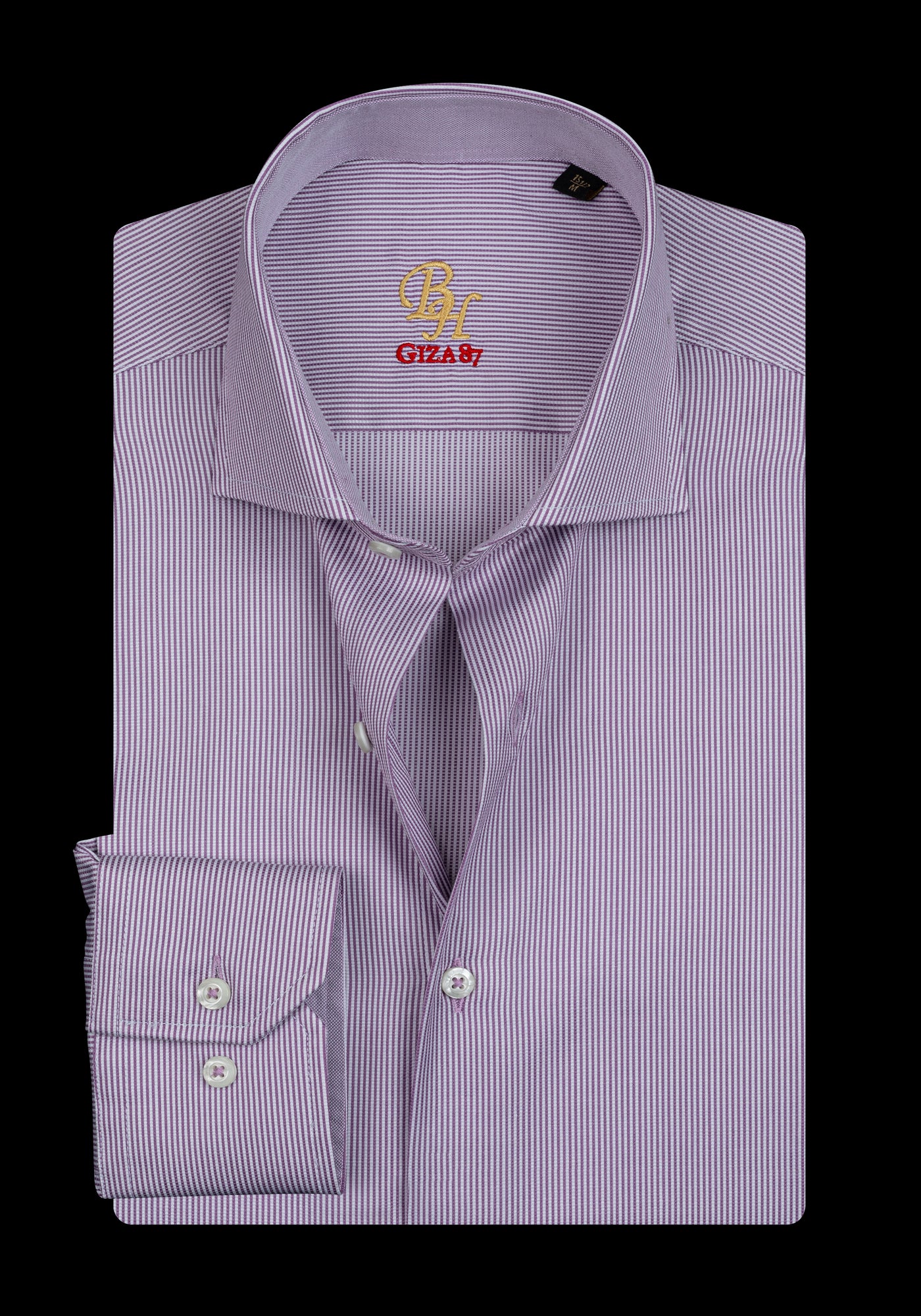 Giza 87 Cotton Frosted Violet Stripe Basket Weave Shirt