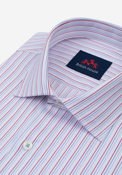 White Parti-Colored Stripe Twill Shirt