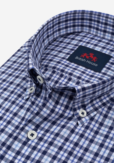 Dusk Navy Checked Oxford Shirt